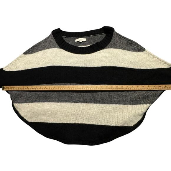 Loft Wool Rabbit Hair Blend Knitted Neutral Striped Over Sized Sweater Size L/XL - Picture 5 of 8